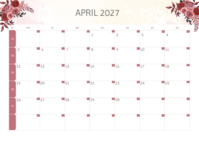 Calendario Semestrale 2027 Primo Semestre Colorato
