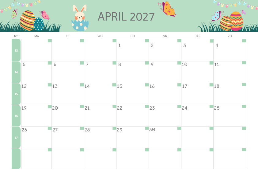 Calendario Mensile 2027 Agosto Estetico