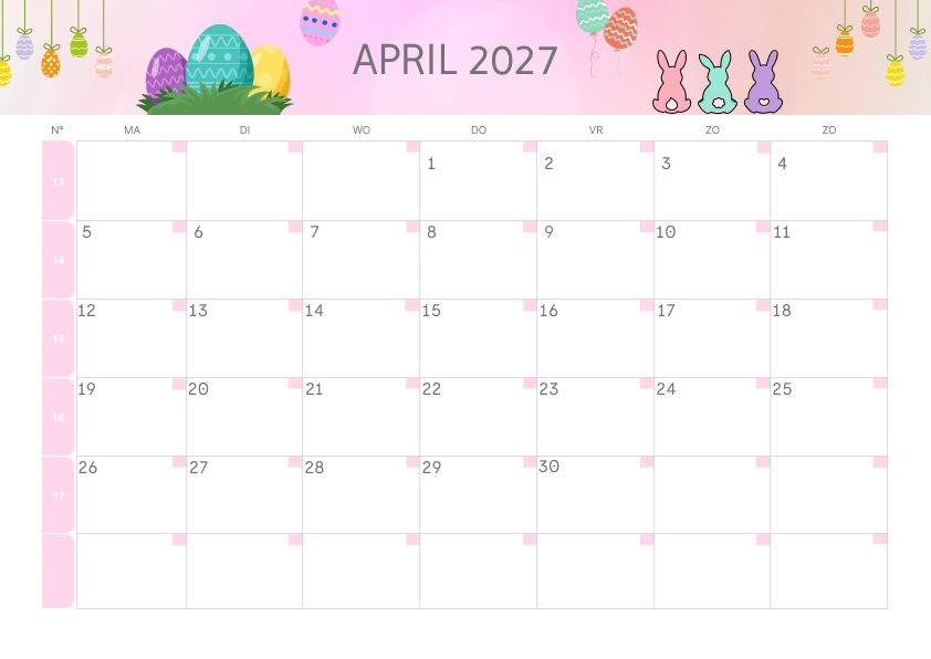 Calendario Mensile 2027 Agosto Colorato