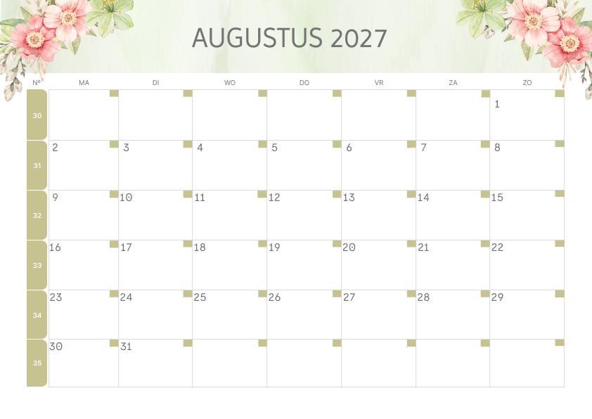 Calendario Semestrale 2027 Primo Semestre Colorato