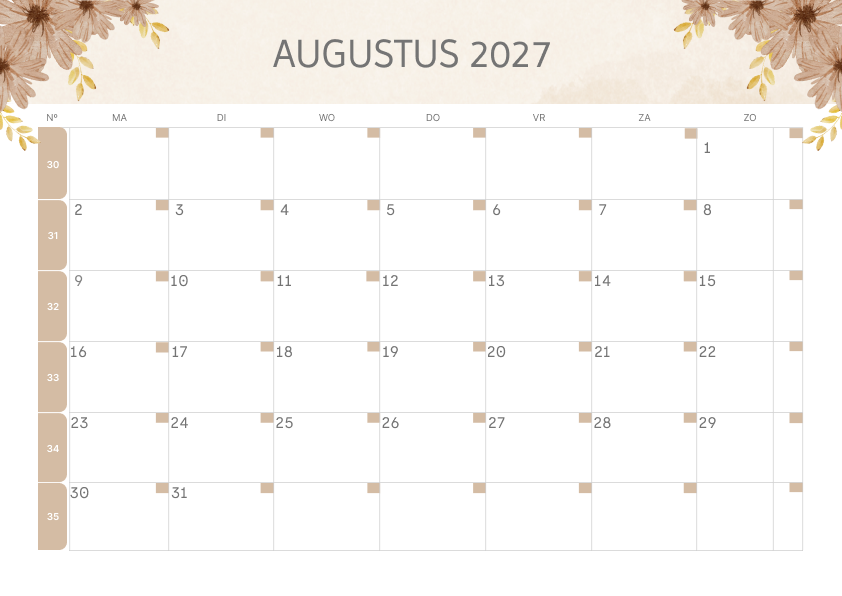 Calendario Semestrale 2027 Primo Semestre Floreale