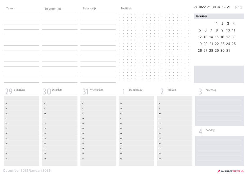 Bureaukalender 2026 Lavendel
