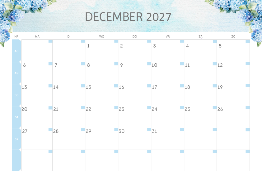 Calendario Semestrale 2027 Primo Semestre Minimalista