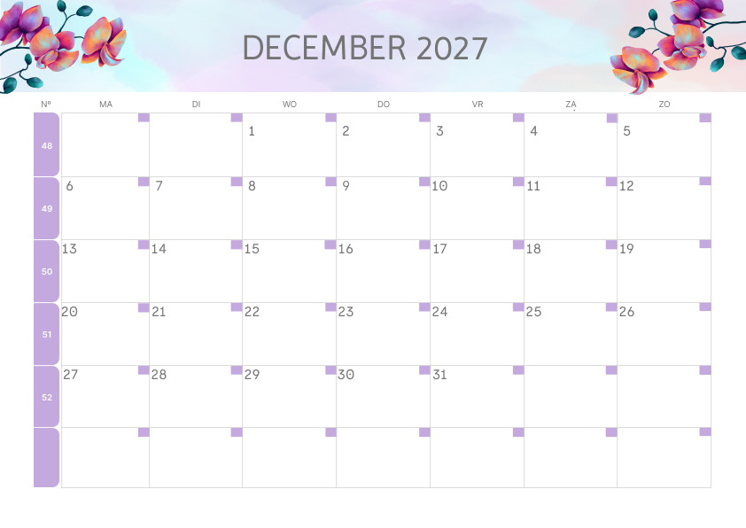 Calendario Semestrale 2027 Primo Semestre Estetico