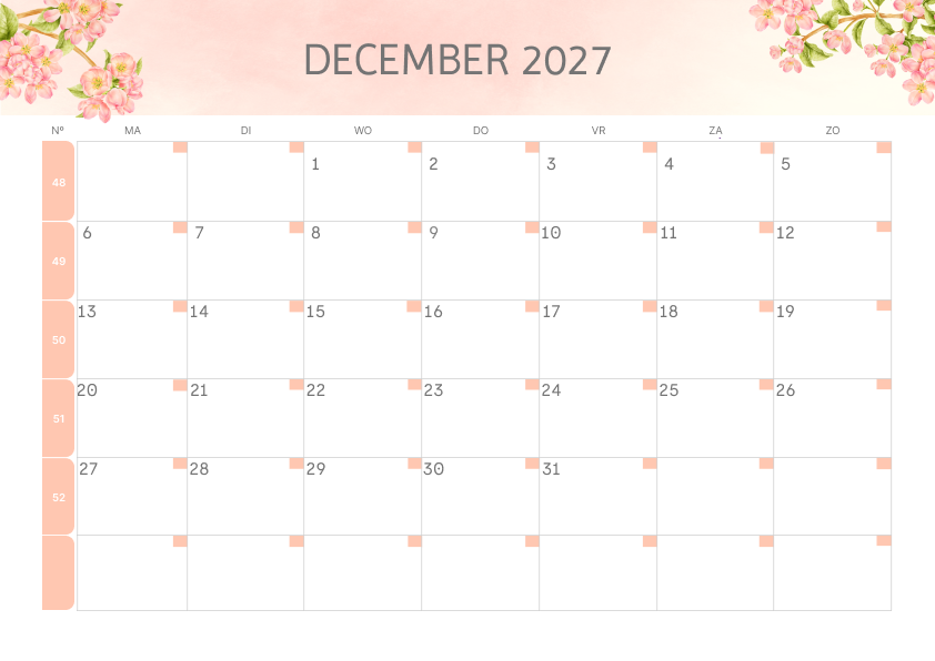 Calendario Semestrale 2027 Primo Semestre Colorato