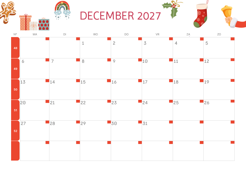 Calendario Mensile 2027 Agosto Estetico