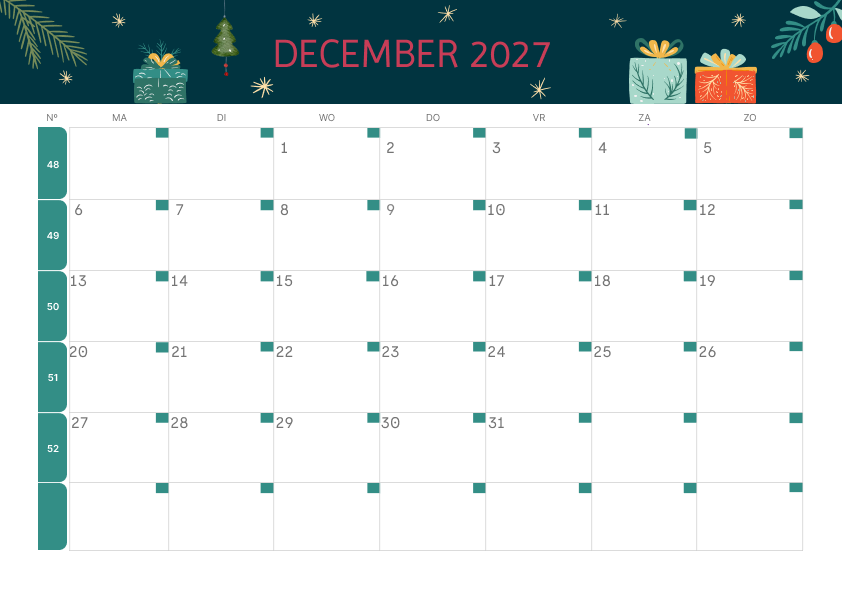 Calendario Mensile 2027 Agosto Tropicale
