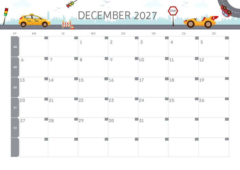 Calendario Mensile 2027 Agosto Minimalista