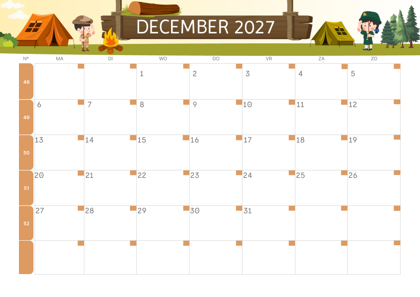 Calendario Mensile 2027 Agosto Estetico