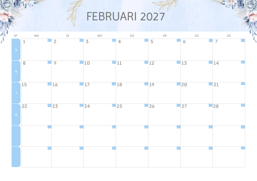 Calendario Semestrale 2027 Primo Semestre Estetico