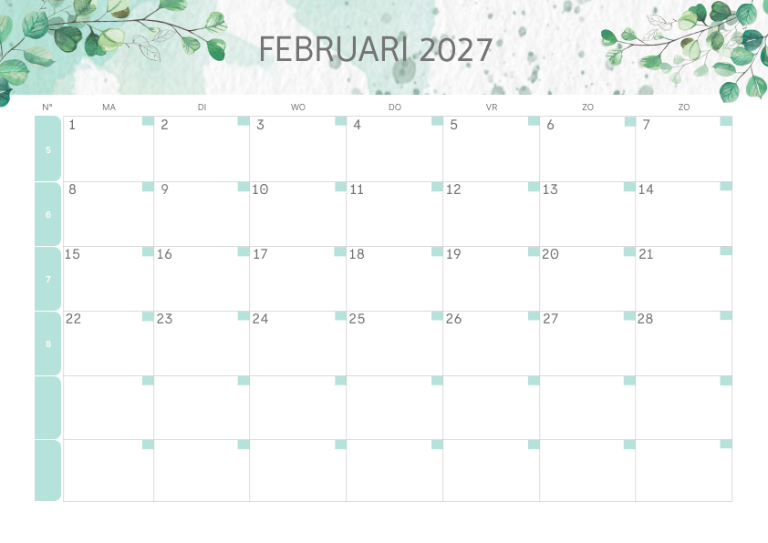 Calendario Semestrale 2027 Primo Semestre Colorato