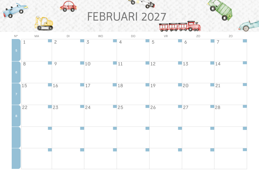 Calendario Mensile 2027 Agosto Colorato