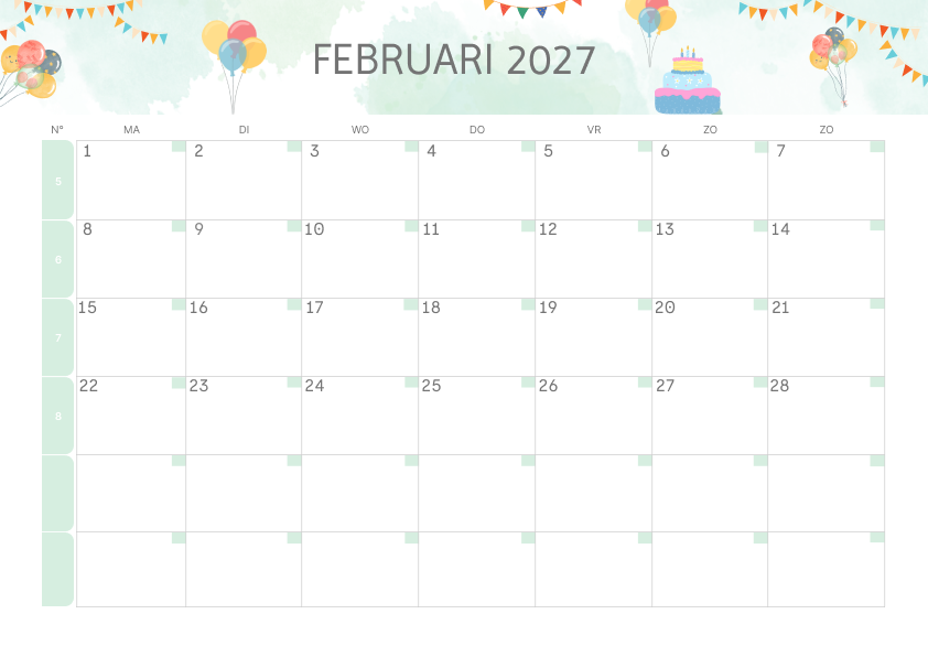 Calendario Mensile 2027 Agosto Tropicale
