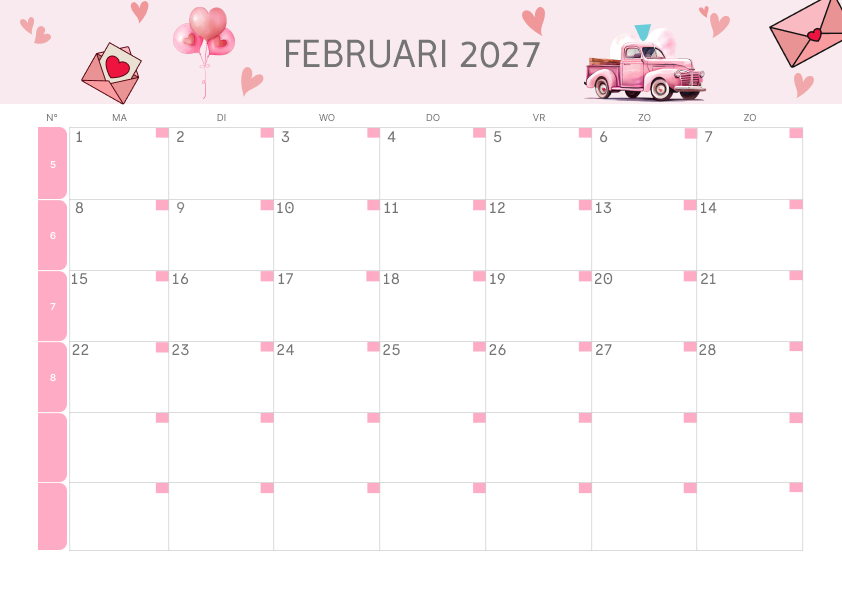 Calendario Mensile 2027 Agosto Minimalista