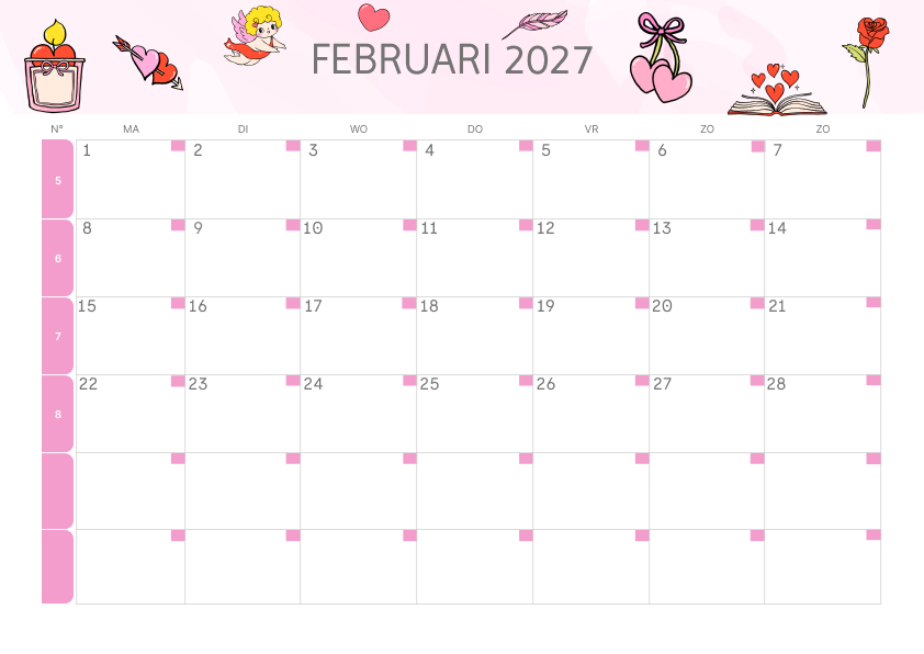 Calendario Mensile 2027 Agosto Estetico