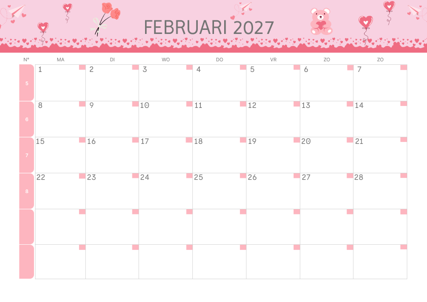 Calendario Mensile 2027 Agosto Tropicale