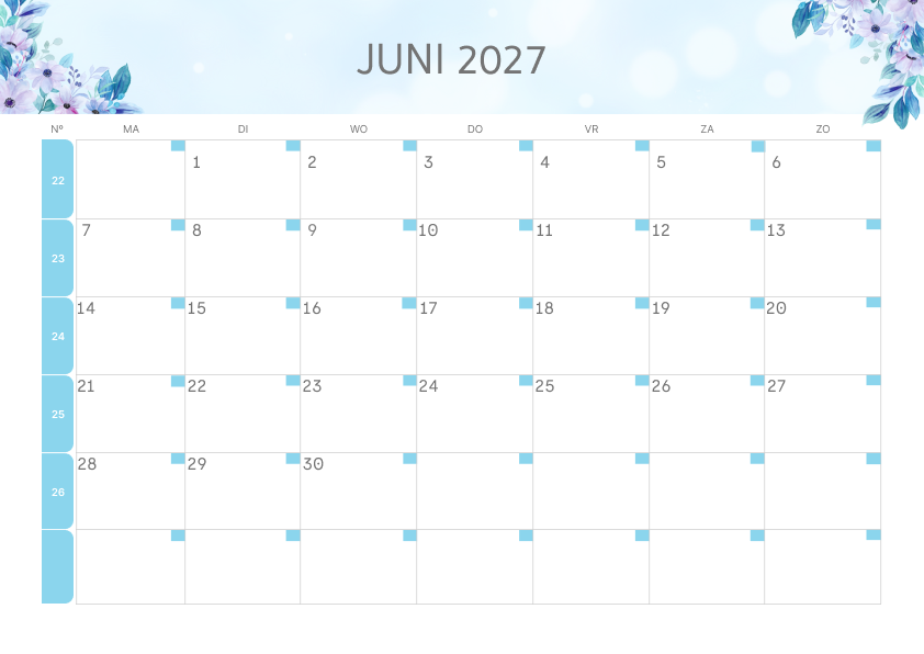 Calendario Semestrale 2027 Primo Semestre Minimalista