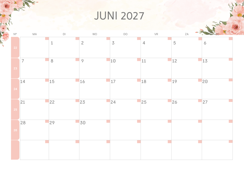 Calendario Semestrale 2027 Primo Semestre Estetico