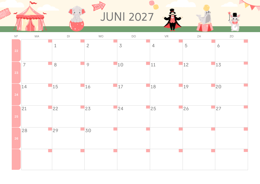 Calendario Mensile 2027 Agosto Colorato