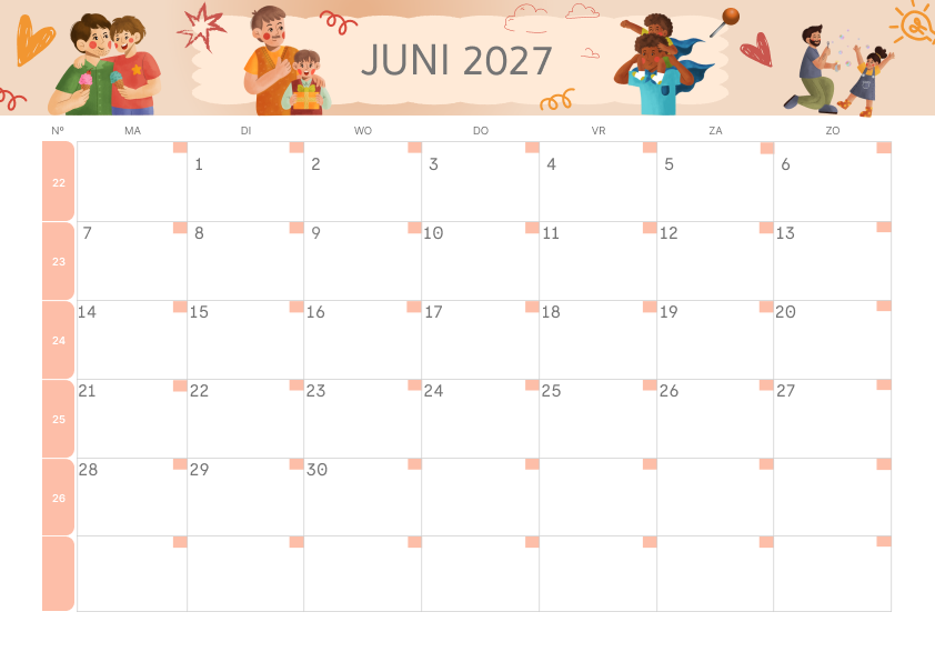Calendario Mensile 2027 Agosto Colorato