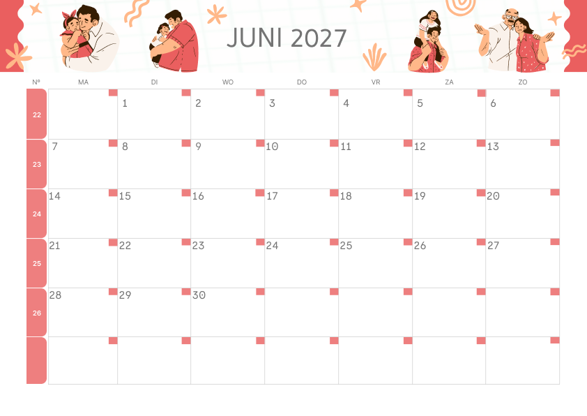 Calendario Mensile 2027 Agosto Tropicale