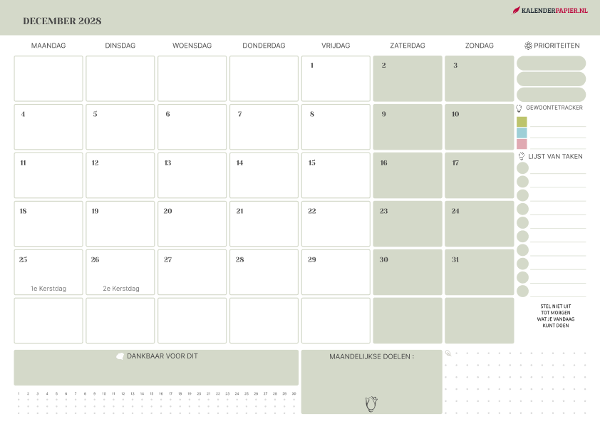 Kalender December 2028
