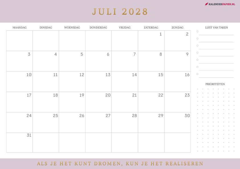 Kalender Juli 2028