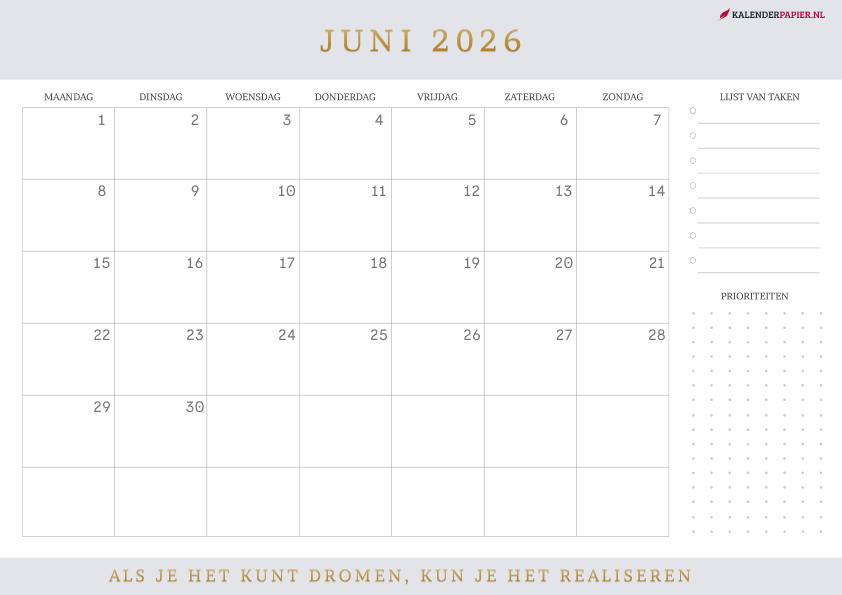 Kalender Juni 2026