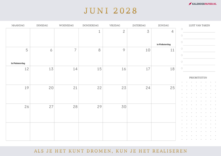 Kalender Juni 2028