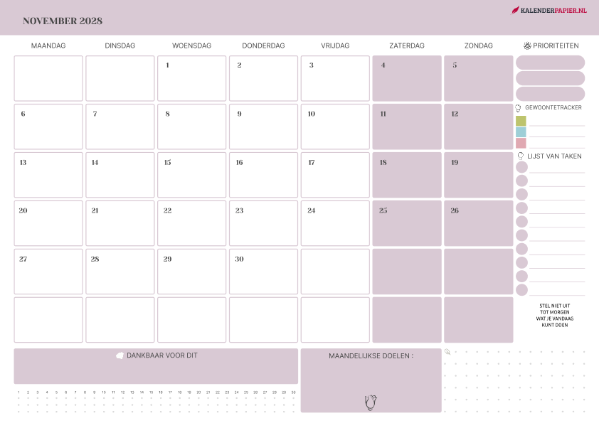 Kalender November 2028