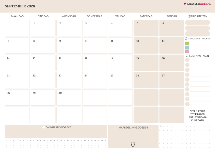 Kalender September 2026