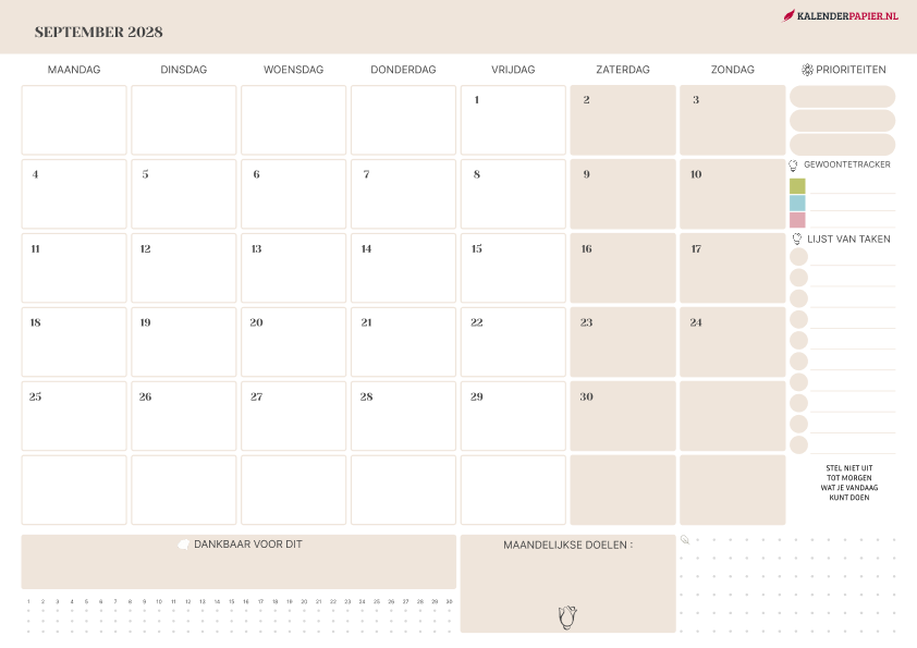 Kalender September 2028