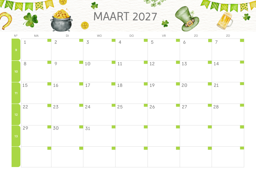 Calendario Mensile 2027 Agosto Minimalista
