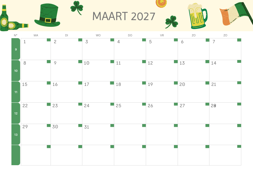 Calendario Mensile 2027 Agosto Estetico