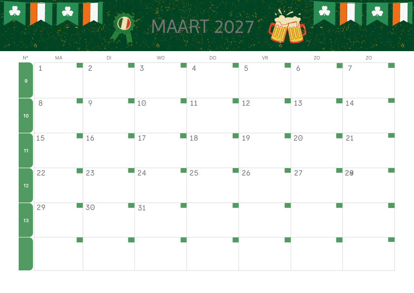 Calendario Mensile 2027 Agosto Colorato