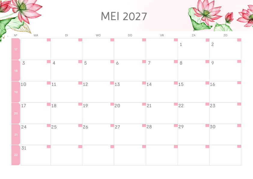 Calendario Semestrale 2027 Primo Semestre Minimalista