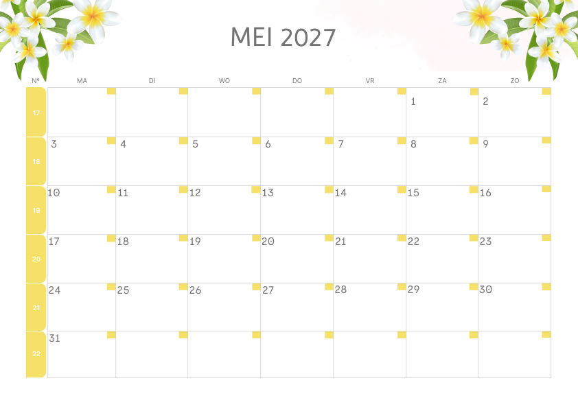 Calendario Semestrale 2027 Primo Semestre Estetico