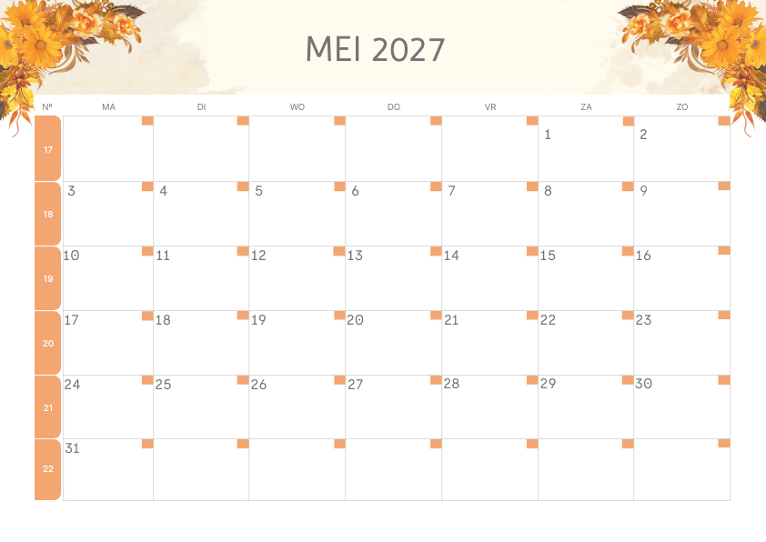 Calendario Semestrale 2027 Primo Semestre Colorato