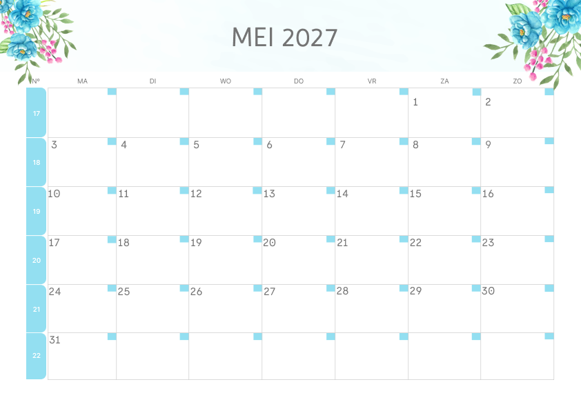 Calendario Semestrale 2027 Primo Semestre Floreale