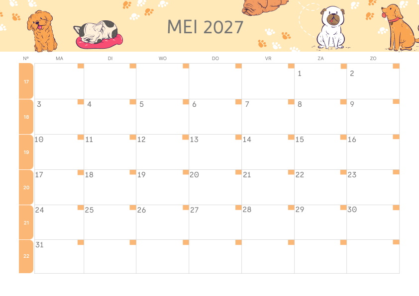 Calendario Mensile 2027 Agosto Minimalista
