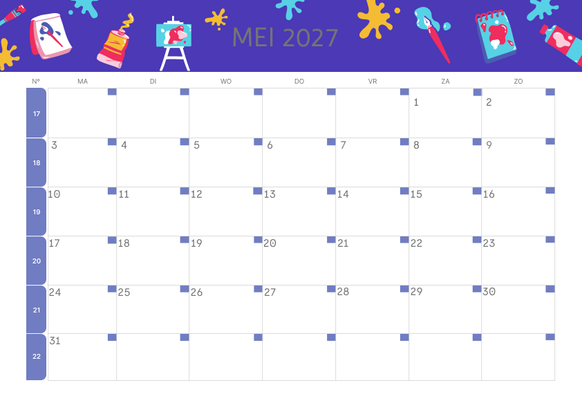 Calendario Mensile 2027 Agosto Tropicale