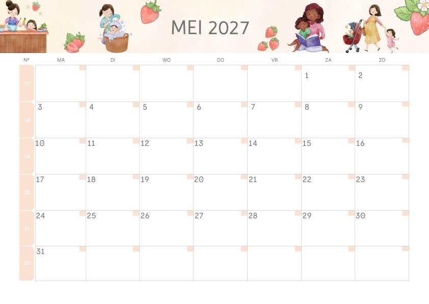 Calendario Mensile 2027 Agosto Minimalista