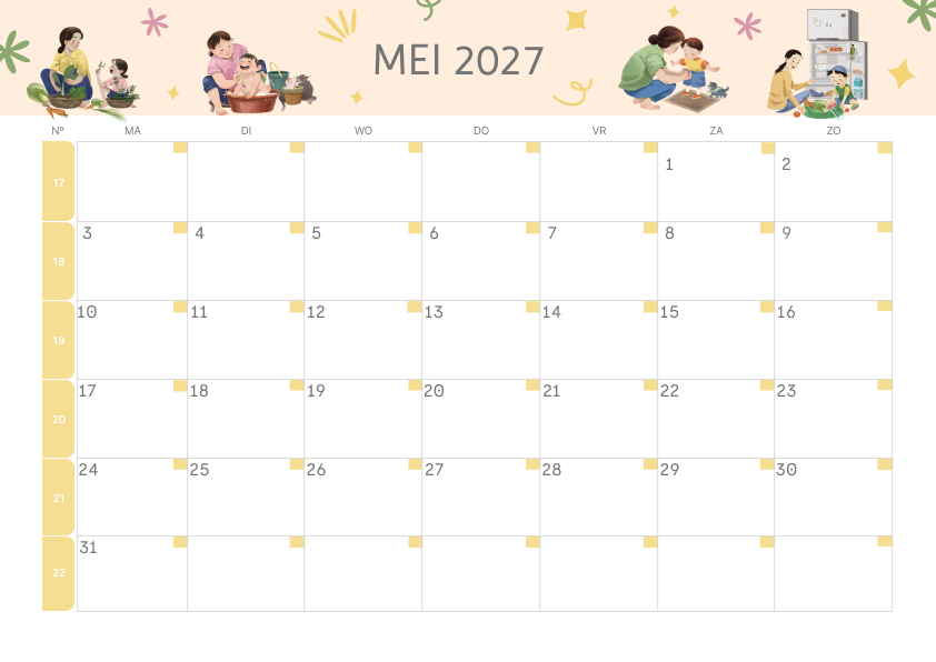 Calendario Mensile 2027 Agosto Colorato