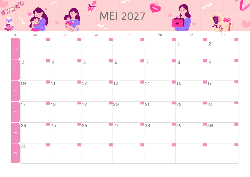 Calendario Mensile 2027 Agosto Tropicale