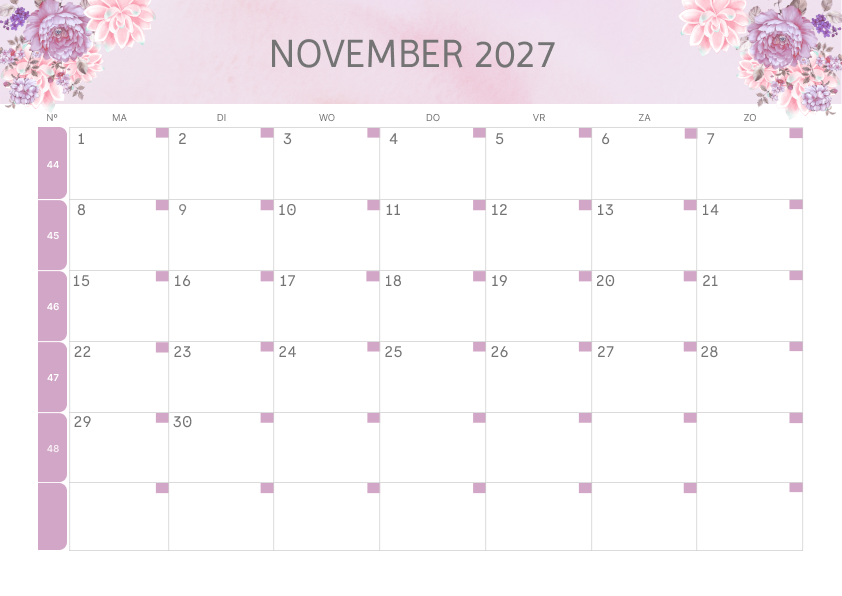 Calendario Semestrale 2027 Primo Semestre Estetico