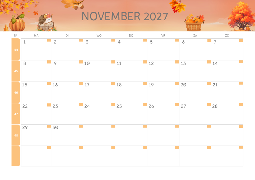 Calendario Mensile 2027 Agosto Colorato