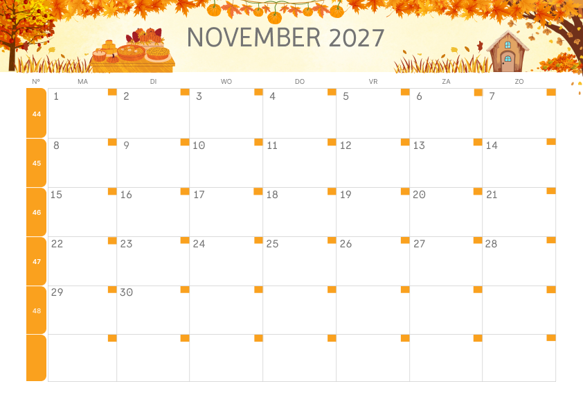 Calendario Mensile 2027 Agosto Tropicale