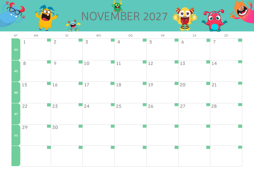 Calendario Mensile 2027 Agosto Estetico