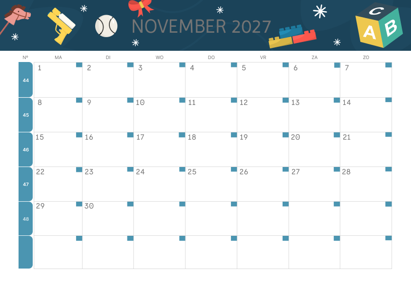 Calendario Mensile 2027 Agosto Colorato