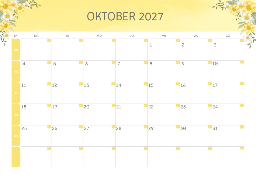 Calendario Semestrale 2027 Primo Semestre Estetico